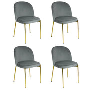 Sedia in Velluto con Gambe Oro Chiara Sedie in Metallo Dorato Poltroncina con Seduta Imbotti 4 SEDIE CHIARA GRIGIO / ORO