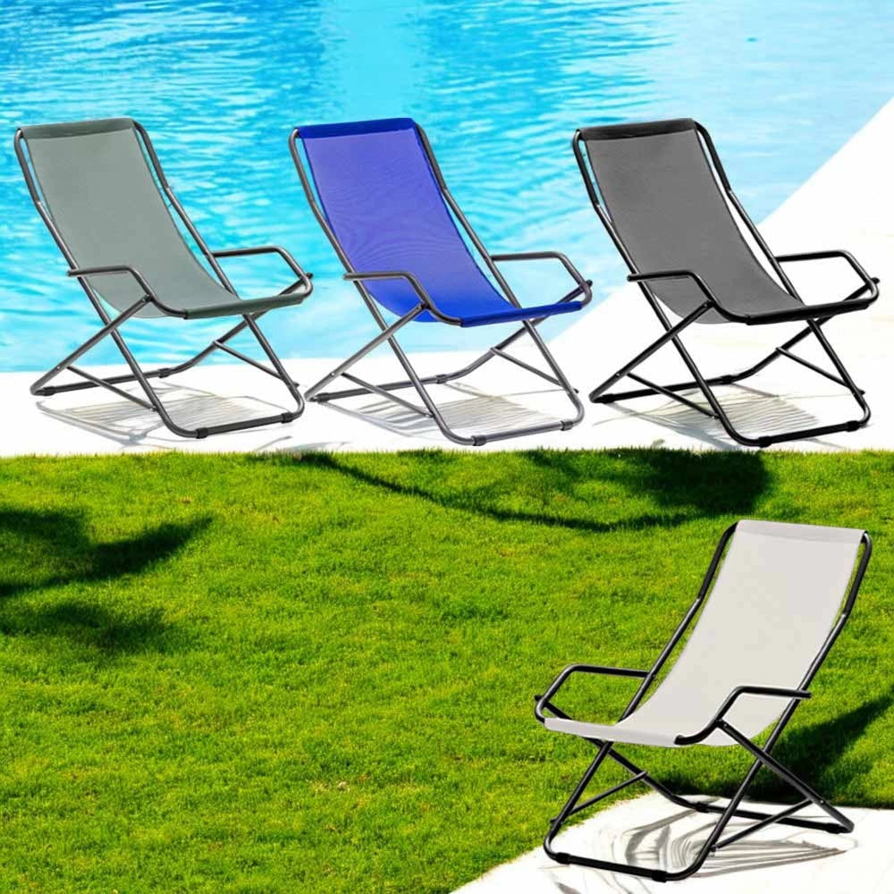Sdraio dondolina Creta in tubo di acciaio verniciato con telo in pvc beige
