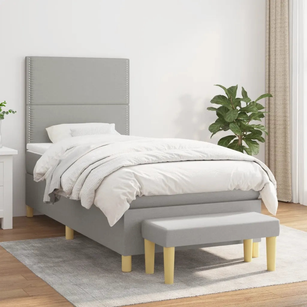 Giroletto a Molle con Materasso Grigio Chiaro 90x200 cm Tessuto 3137045