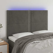 Testiera a LED-Testata con LED Grigio Scuro 144x5x118/128cm in Velluto 732056