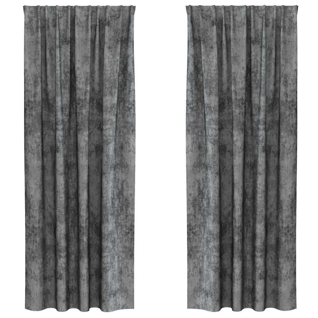 Tende in Velluto con tende 2 pcs Grigio 225 x 140 cm Velluto 4107690
