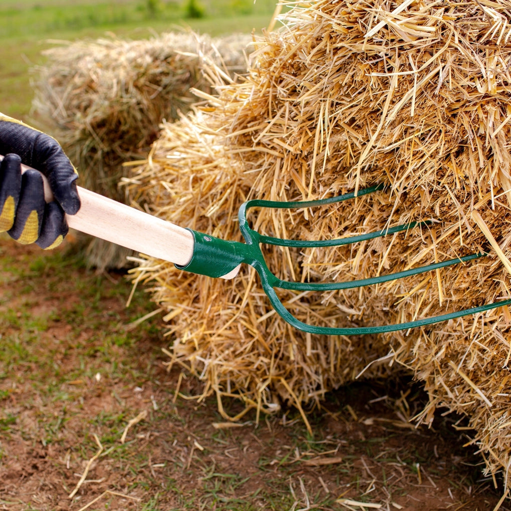 Forca KADAX per letame, fieno, paglia, giardino, a 4 denti, in metallo, 132 cm
