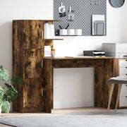 Scrivania con Archiviazione Rovere Affumicato Legno Ingegnerizzato