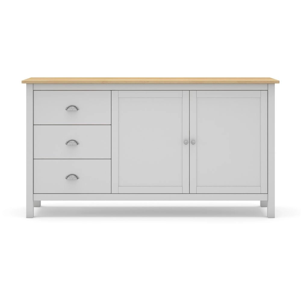 Credenza Misti bianco e rovere con 2 ante e 3 cassetti in legno massiccio 150x40x80H