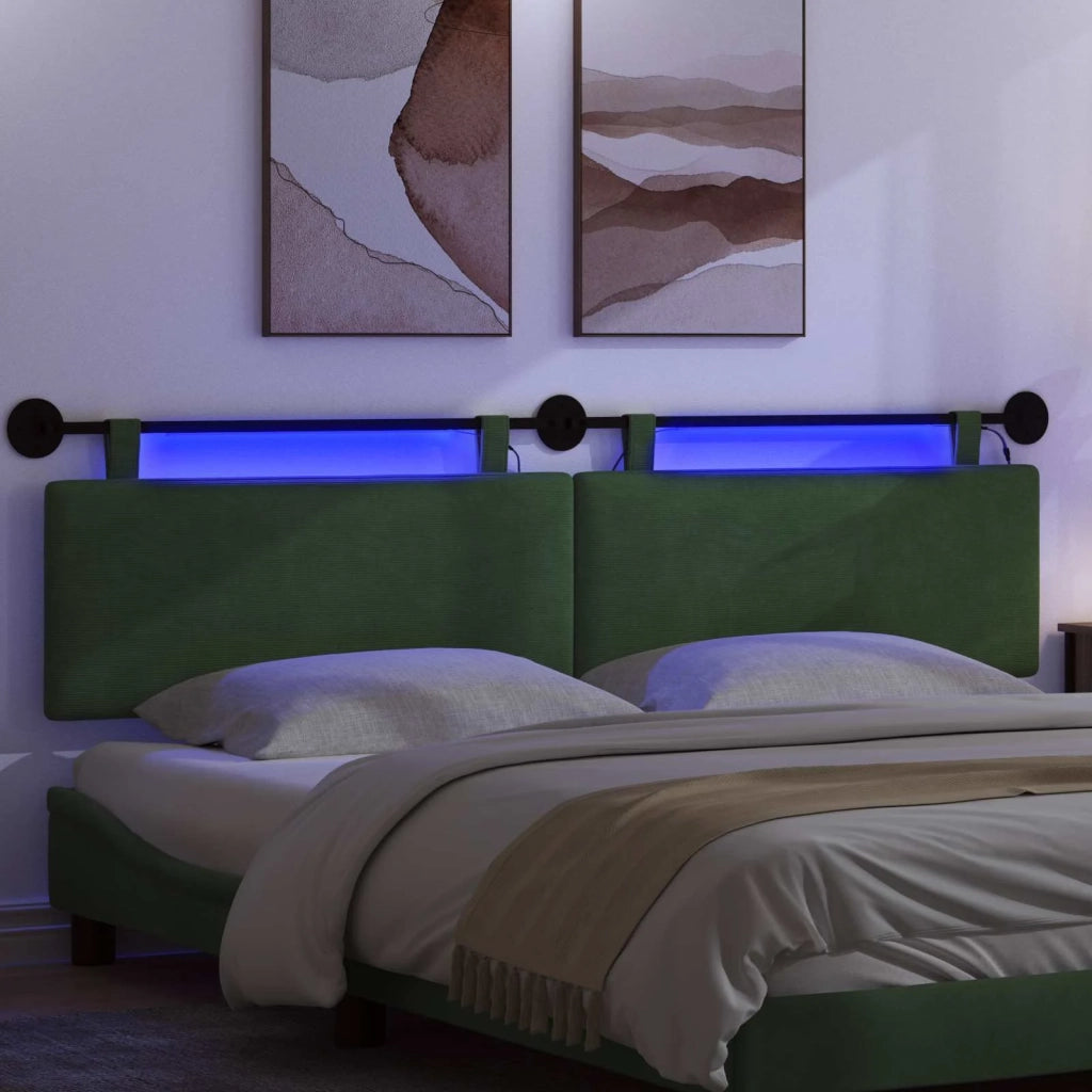 Testiera sospesa Con luce LED Verde Giungla Tessuto in Cords 3424340