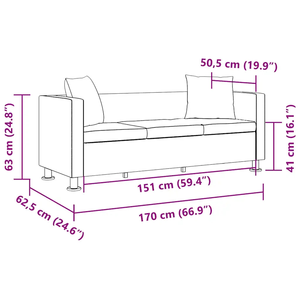 Divano | Divano da soggiorno | Sofa a 3 Posti in Similpelle Nero