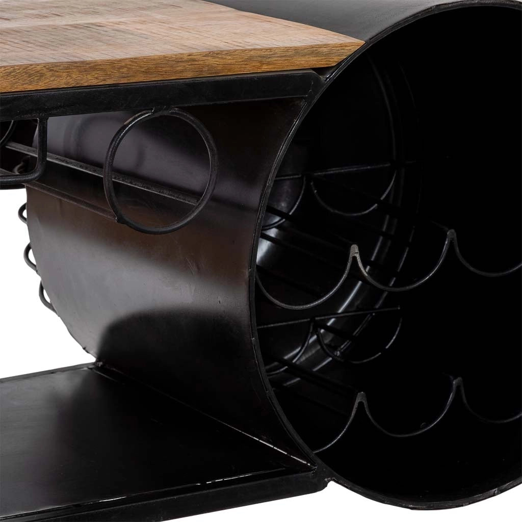 Mobile bar portabottiglie con ruote nero 180x58x98h cm