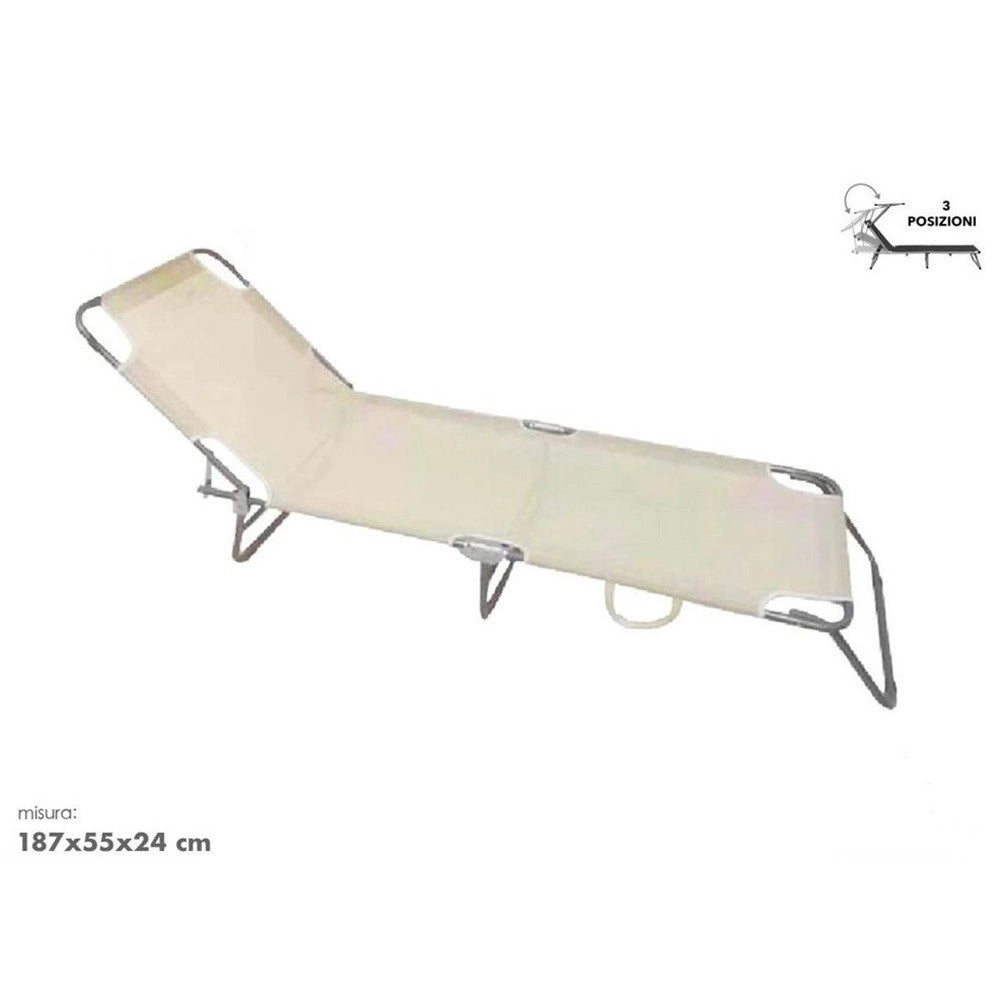 Trade Shop - Lettino In Textilene Crema Per Mare Giardino Schienale Regolabile In 3 Posizioni 281047 -