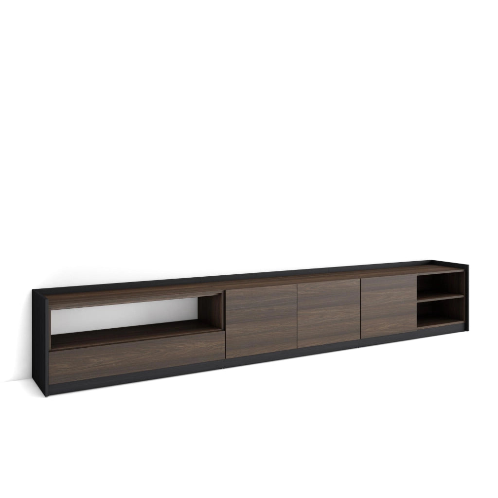 Mobile TV Soggiorno, 310x50x37 cm, Per TV fino a 80", Mobile Soggiorno, Rovere scuro e Nero