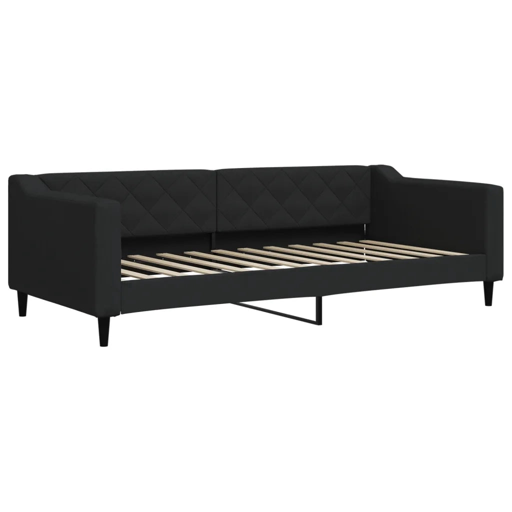 Divano Letto con Materasso Nero 90x200 cm in Tessuto