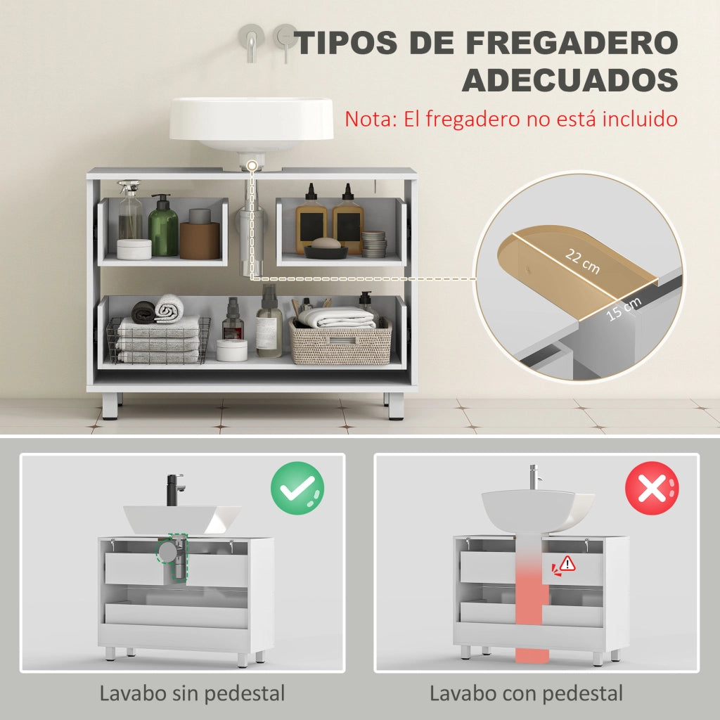 Mobile Bagno Sottolavabo con 2 Cassetti ¨C zephmum ¨C 80x30x60 cm Bianco