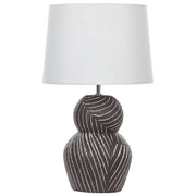 Lampada da tavolo Base in ceramica nera 63 cm Paralume in tessuto bianco Lampada da comodino classica