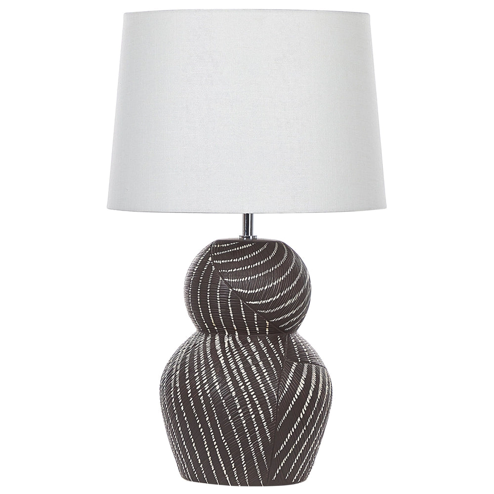 Lampada da tavolo Base in ceramica nera 63 cm Paralume in tessuto bianco Lampada da comodino classica