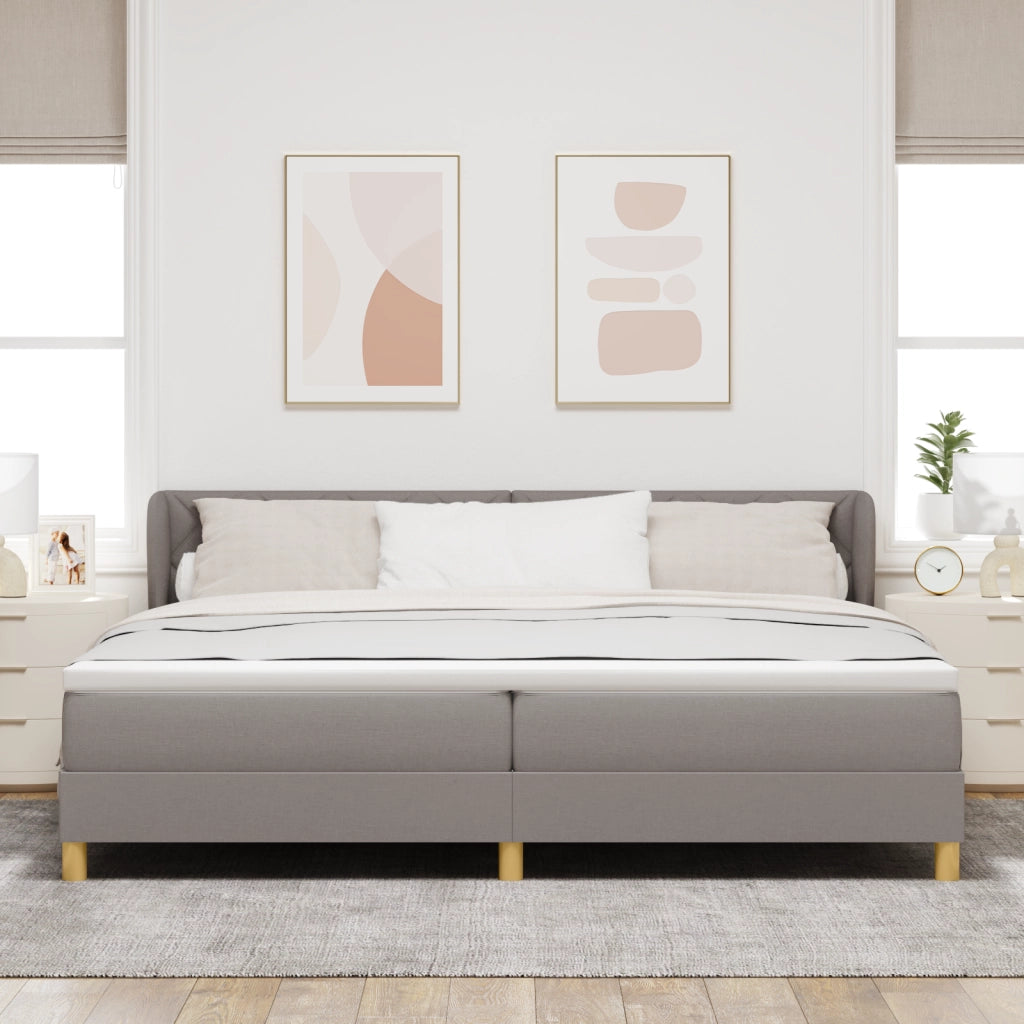 Letto a Molle  con Materasso in Tortora, 200x200 cm, Tessuto