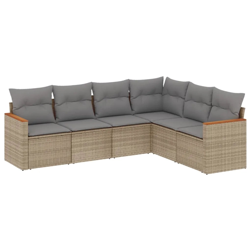 Set Divano da Giardino 6 pz con Cuscini Beige Misto Polyrattan 3226003