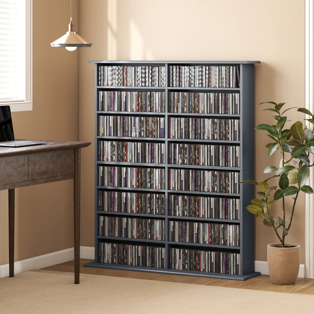Cassettiera per CD e DVD con 16 cassetti e 12 ripiani regolabili ¨C zephmum ¨C grigio