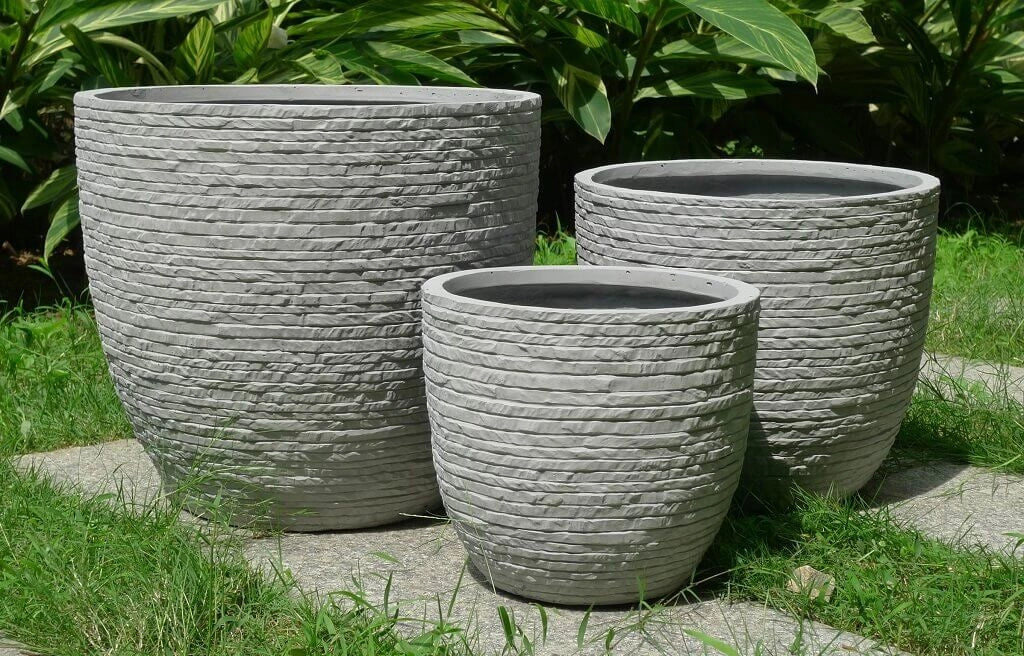Set di 3 vasi da Giardino in Fibra di argilla cm 44x44x39 - DUDLEY