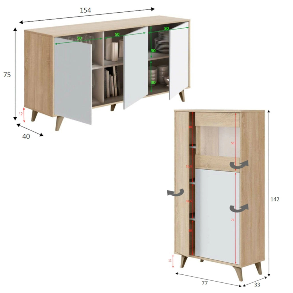 Leverano, set Mobili da Soggiorno Modulabile, Marrone Rovere