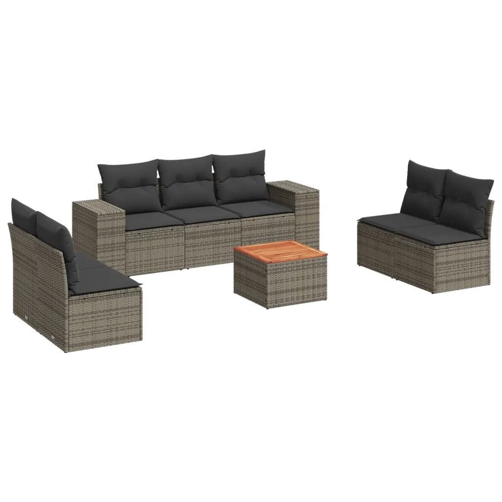 Set Divano da Giardino 8 pz con Cuscini Grigio in Polyrattan 3225402