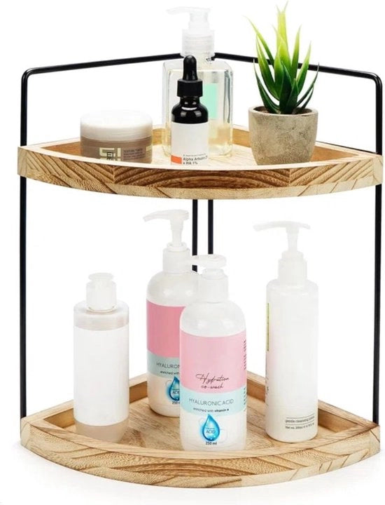 Hoekrek per due livelli per la stanza da bagno angolo - hoekrek per la cucina piano di lavoro, lavandino / comodino & hoekrek per la stanza da bagno angolo - adatto come comodino per cosmetici, trucco e vaso per erbe angolare