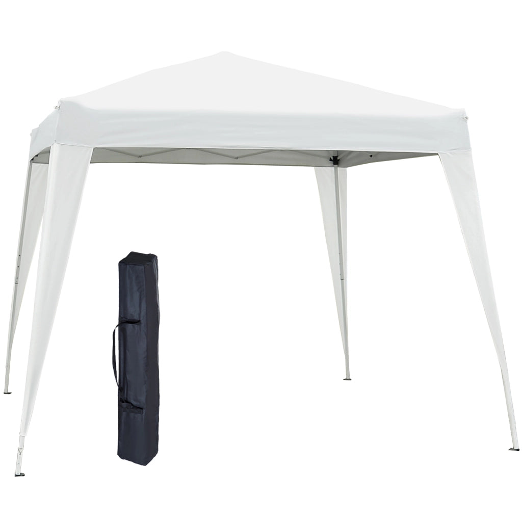 Gazebo Pieghevole da Giardino ¨C zephmum ¨C Bianco Acciaio 240x240 cm