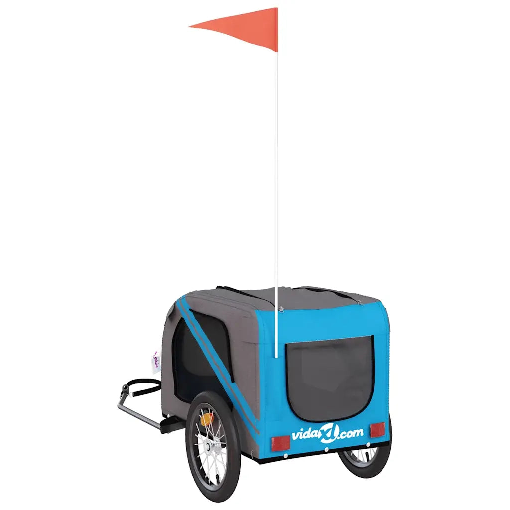 Rimorchio da Bici per Animali Blu e Grigio Oxford e Ferro CFW3032677