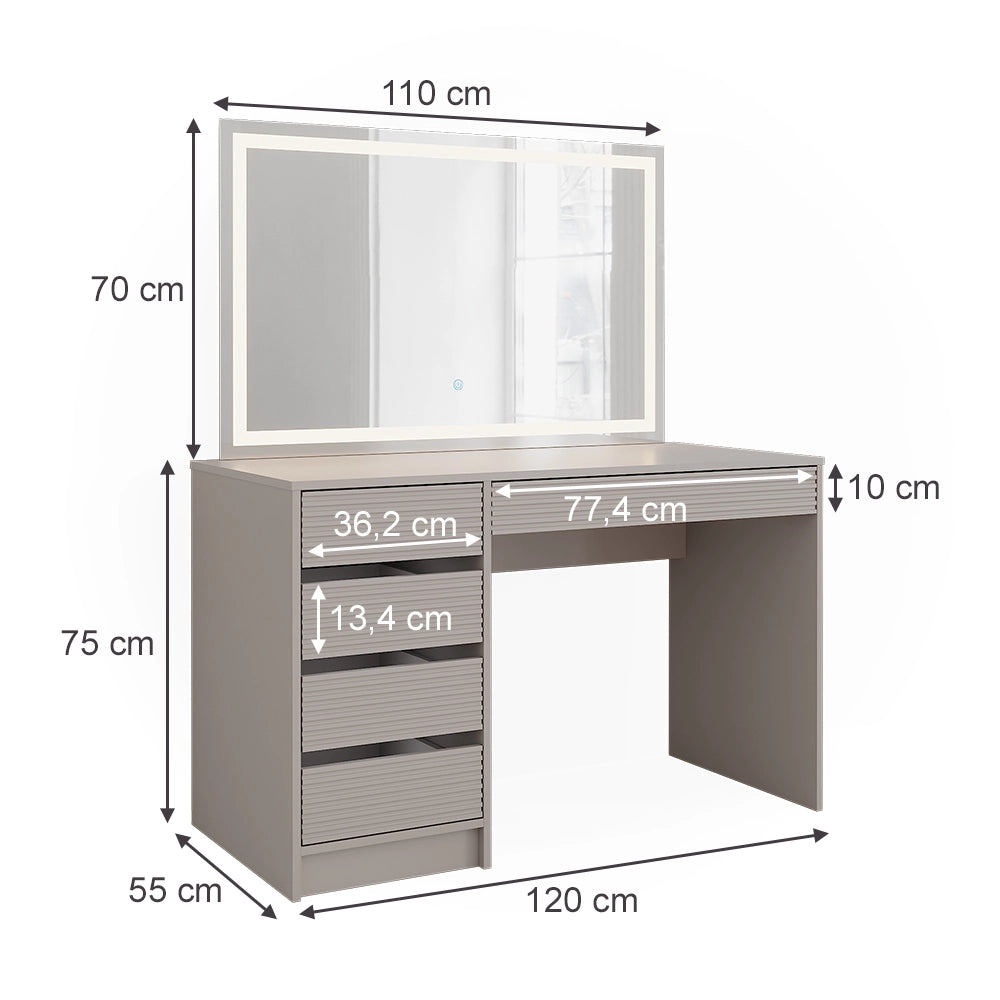 Vicco Tavolo da toilette Cachemire 120 cm con specchio a LED