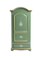 Armadio classico 1 anta shabby legno verde decori filo oro 96x56x196 - Mobili 2G