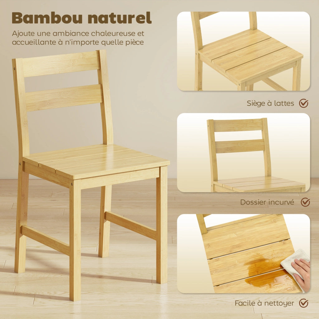 Set di 2 Sedie da Pranzo in Bamb¨´ ¨C Zephmum ¨C Naturale Senza Braccioli