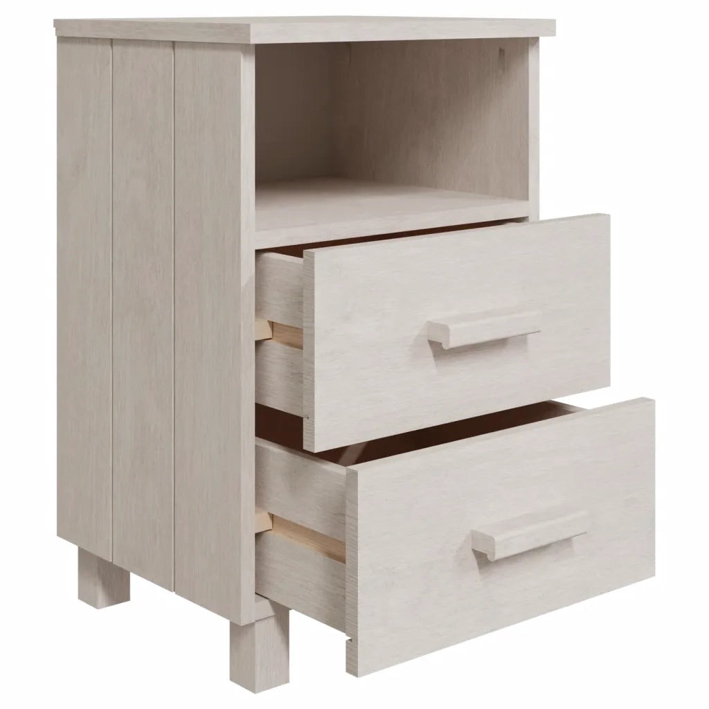Comodini HAMAR 2 pz-Tavolino da notte Bianchi 40x35x62 cm in Legno di Pino