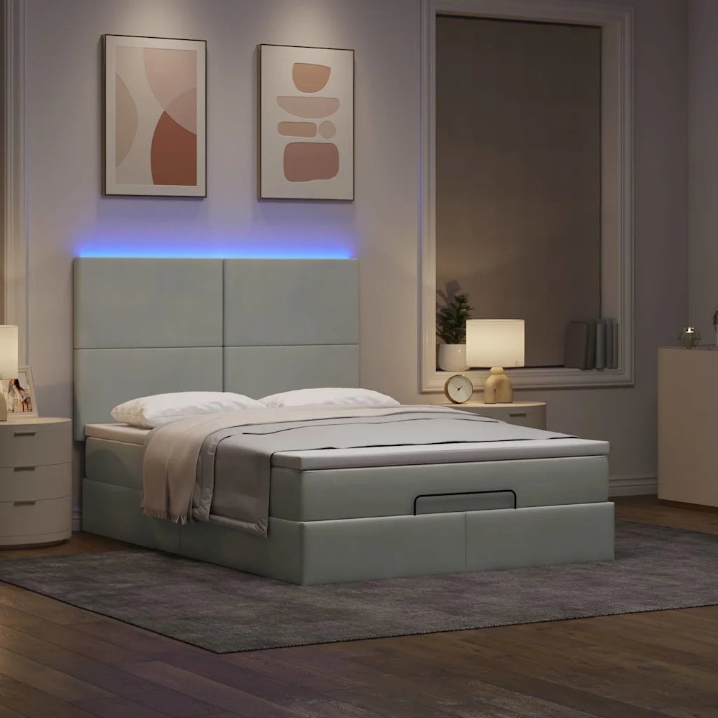 Struttura Letto Pouf con Materassi 140x190 cm Velluto 3314246