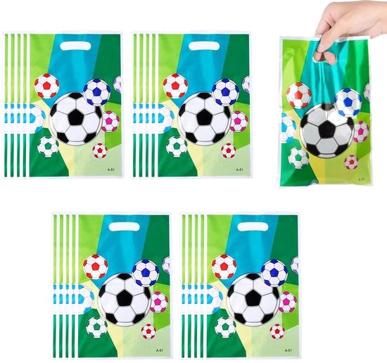 Pacchetti di festa per il calcio 20 pezzi - Pacchetti di regalo - Sacchetti di regalo - Pacchetti di regalo per il compleanno - Tema calcio - 16 x 25 cm - Pacchetti di regalo personalizzati