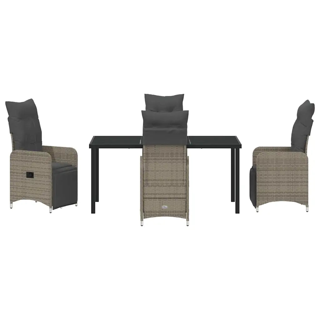Set da Pranzo per Giardino con cuscino 5 pcs Grigio polyrattan 3379677