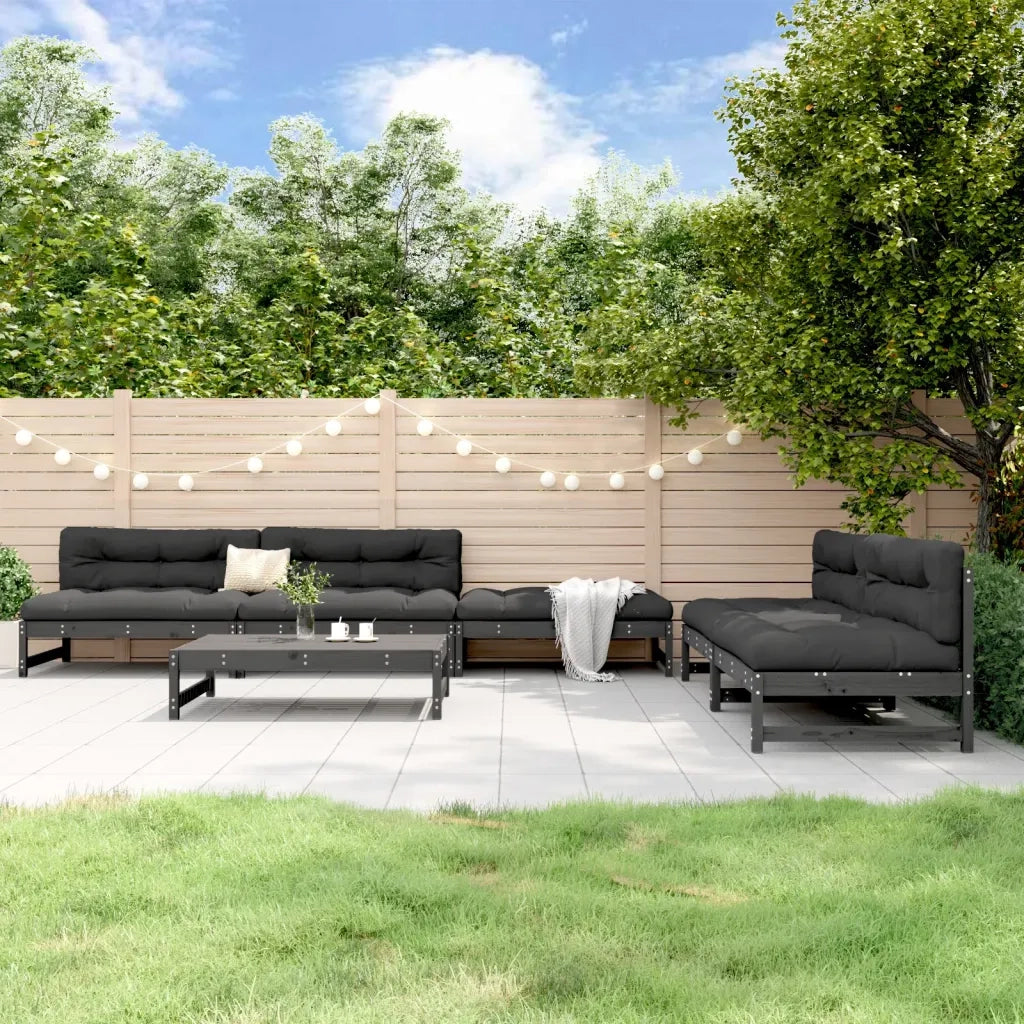 Set Salotto da Giardino 6 pz Grigio in Legno Massello di Pino 3186615