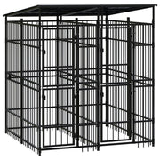Recinto per animali domestici/gabbia da esterno con tetto per cani acciaio 3,69 m² nero 02_0041757
