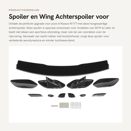 Dakspoiler di alta prestazione - Achterspoiler - Aerodinamica - Trazione - Stabilità - Installazione facile