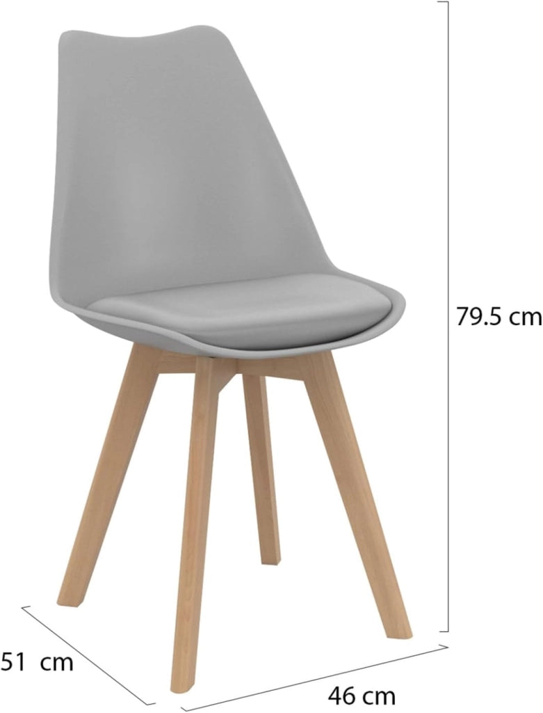 Lote de 6 sillas escandinavas SARA, mezcla de colores gris oscuro x3 y gris claro x3