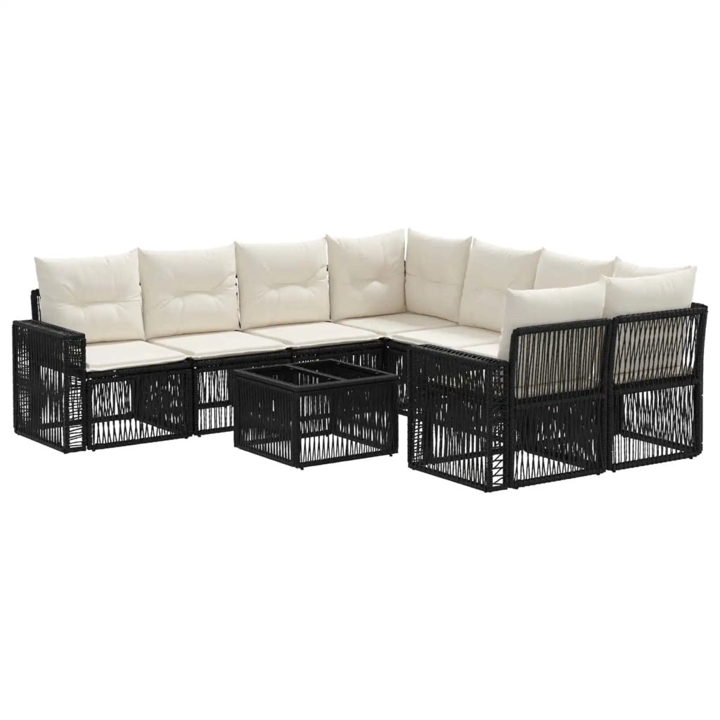 Set Divano da Giardino 9 pz Nero polyrattan 3435070