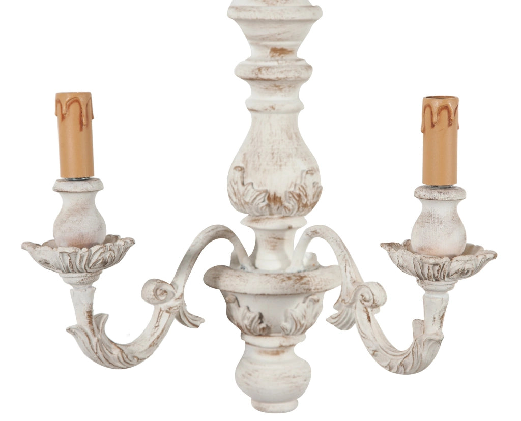 Biscottini Lampada Applique Shabby in legno e ferro finitura bianco anticato Made In Italy
