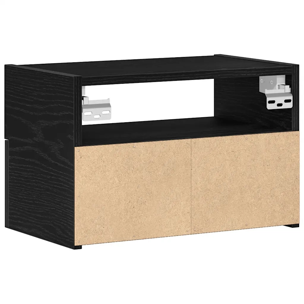Comodino | Armadio da Notte | Mobiletto da notte a Muro Nero 45x26x28,5 cm