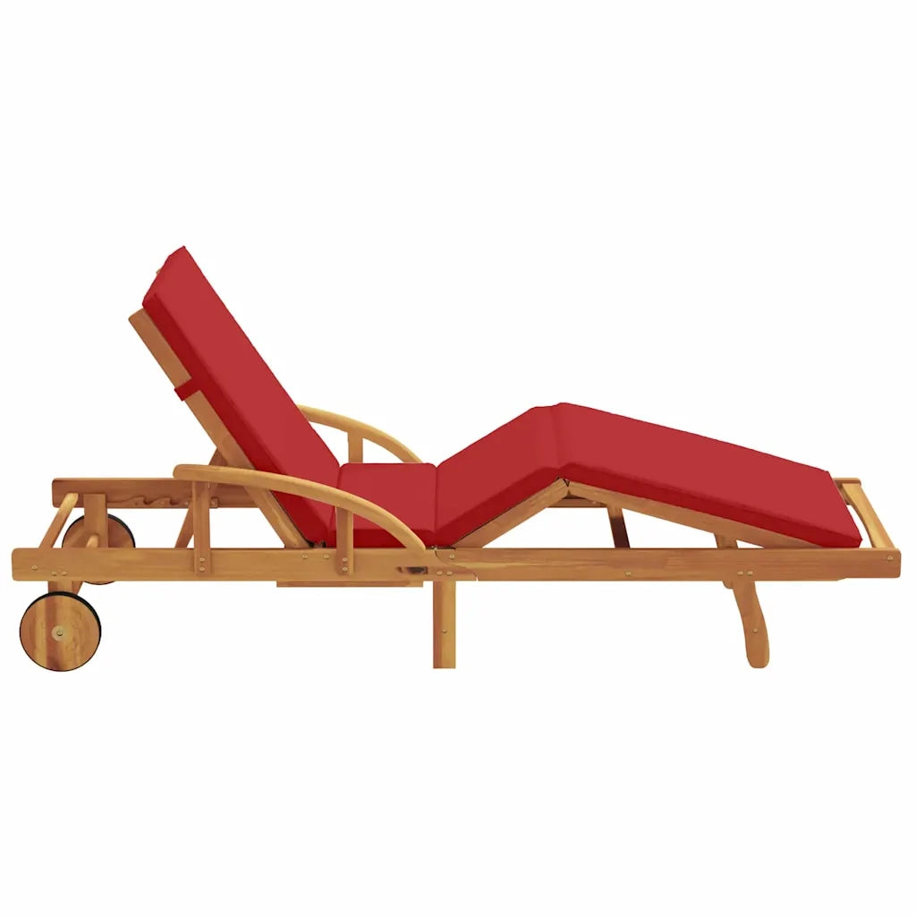 Lettino da Lettino sole | Sdraio da giardino | Lettino da sole Rosso 200 x 67 x 84 cm Legno di Acacia Massello