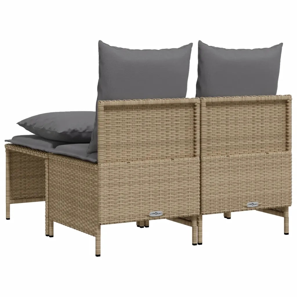 Set Divano da Giardino 4 pz | Set Salotto da Giardino con Cuscini Beige in Polyrattan