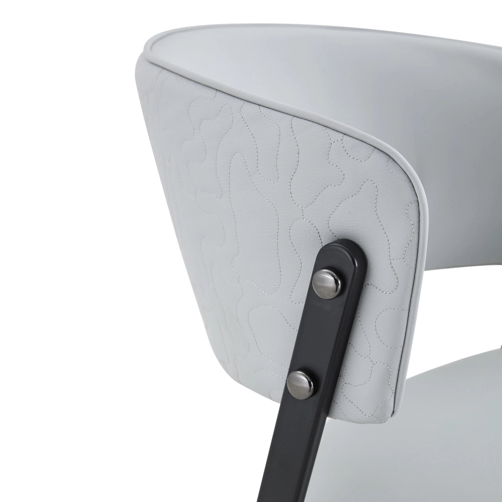 Set di 2 sedie da pranzo moderne in PU grigio chiaro con struttura in metallo