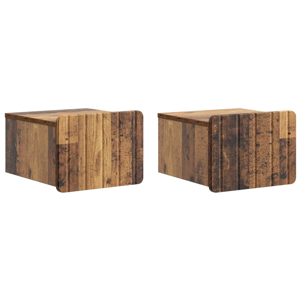 Mobiletto da notte a muro 2 pcs Legno antico 33 x 34,5 x 24 cm 898272