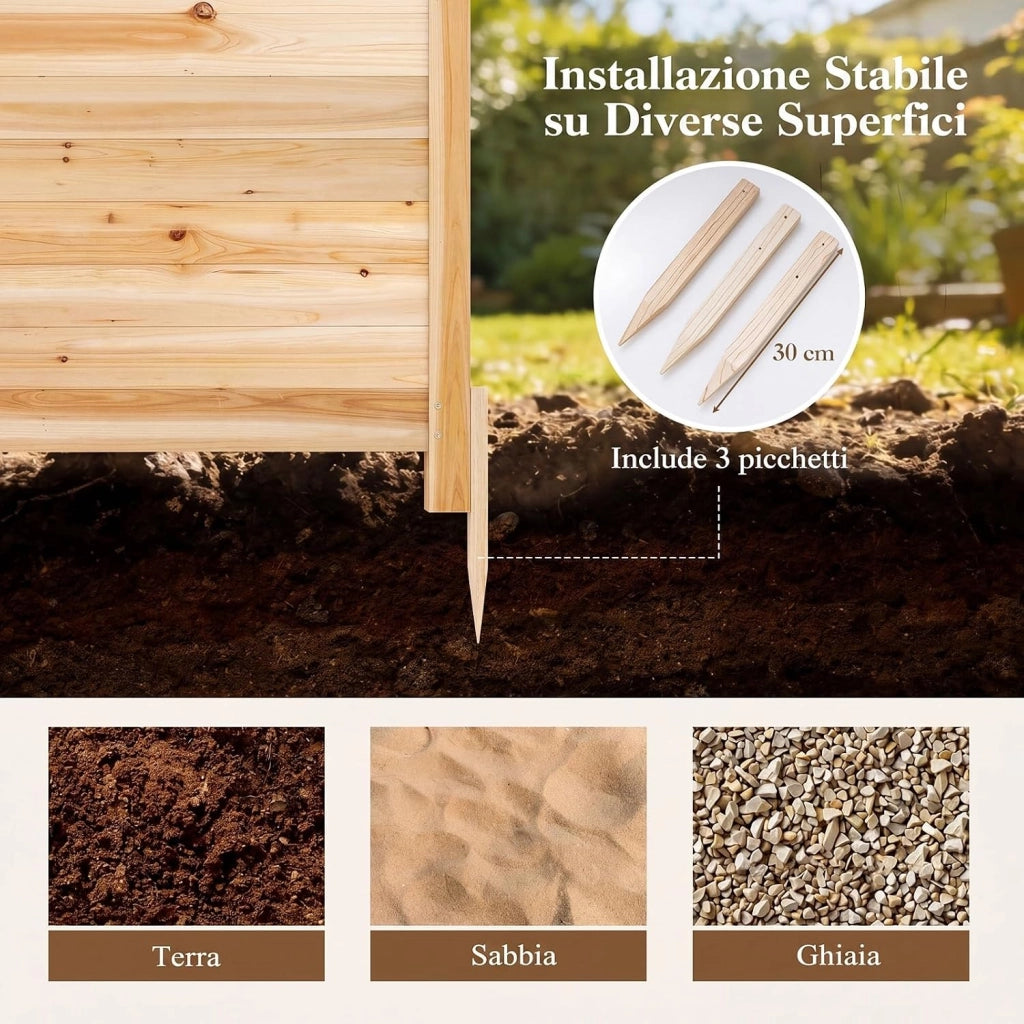 Recinzione da Giardino a 2 Pannelli, Recinto da Esterno in Legno Massello, Pannelli Frangivista a Doghe da Esterno per Copri Bidoni, Condizionatore e Attrezzature