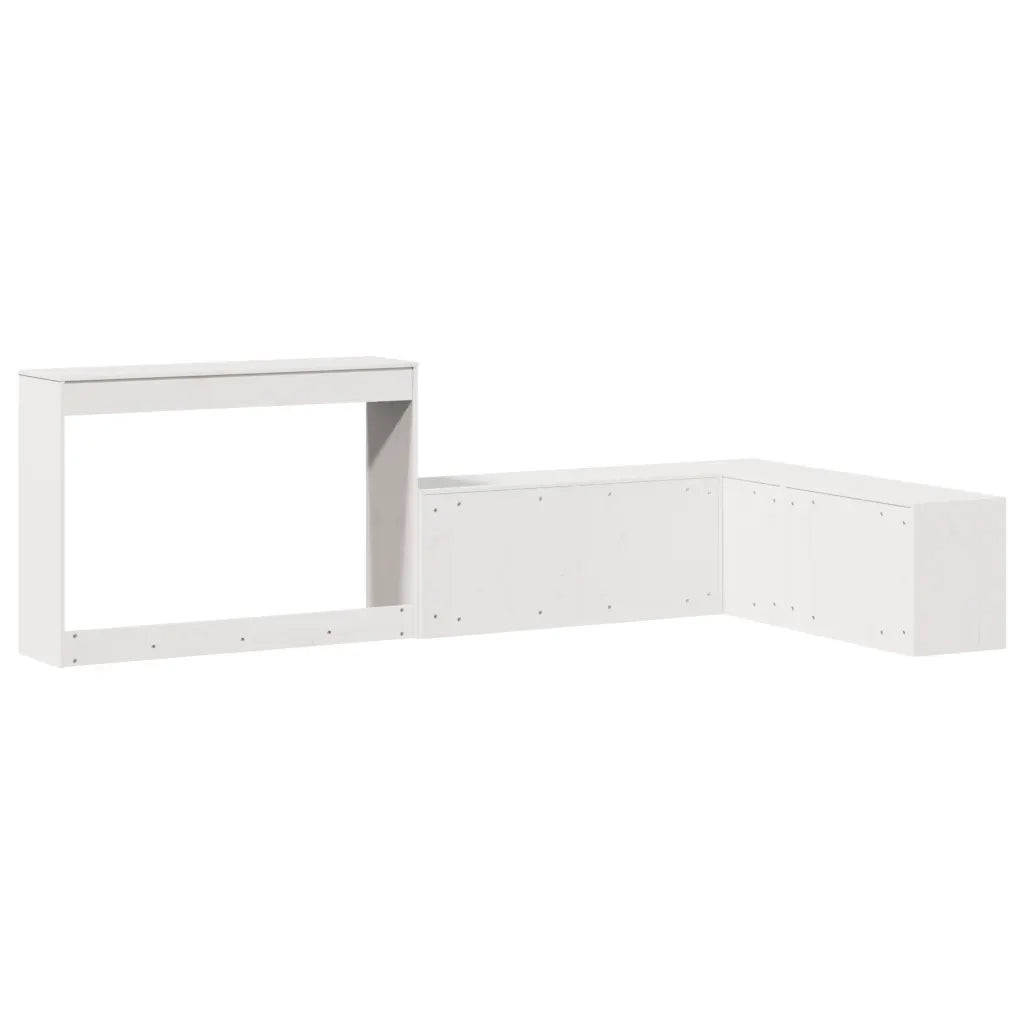Comodino con Scrivania Bianco 232x122x75 cm Legno Massello di Pino 855751