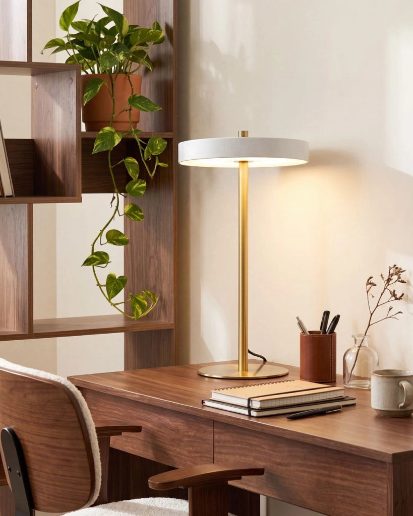 Lampada da terra a LED con base in metallo con dimmer bianca in stile moderno