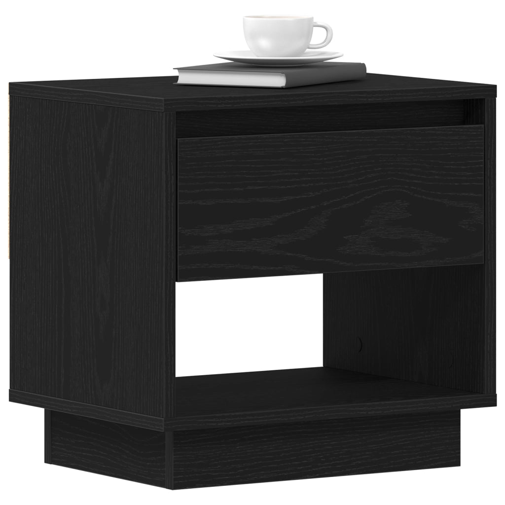 Comodino Nero Rovere 45x34x48 cm Legno ingegnerizzato