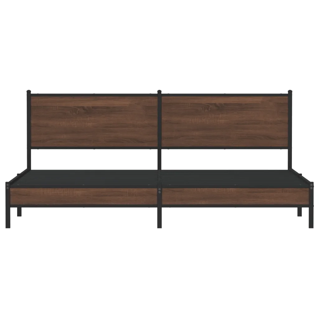 Letto matrimoniale | Letto per adulti | Giroletto senza Materaso in Metallo Rovere Marrone 200x200 cm