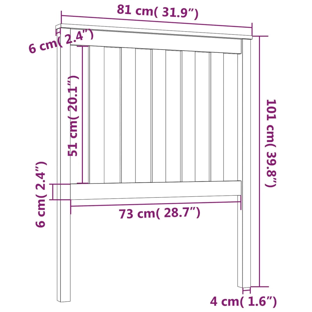 Testiera per Letto Grigia 81x6x101 cm in Legno Massello di Pino 818497